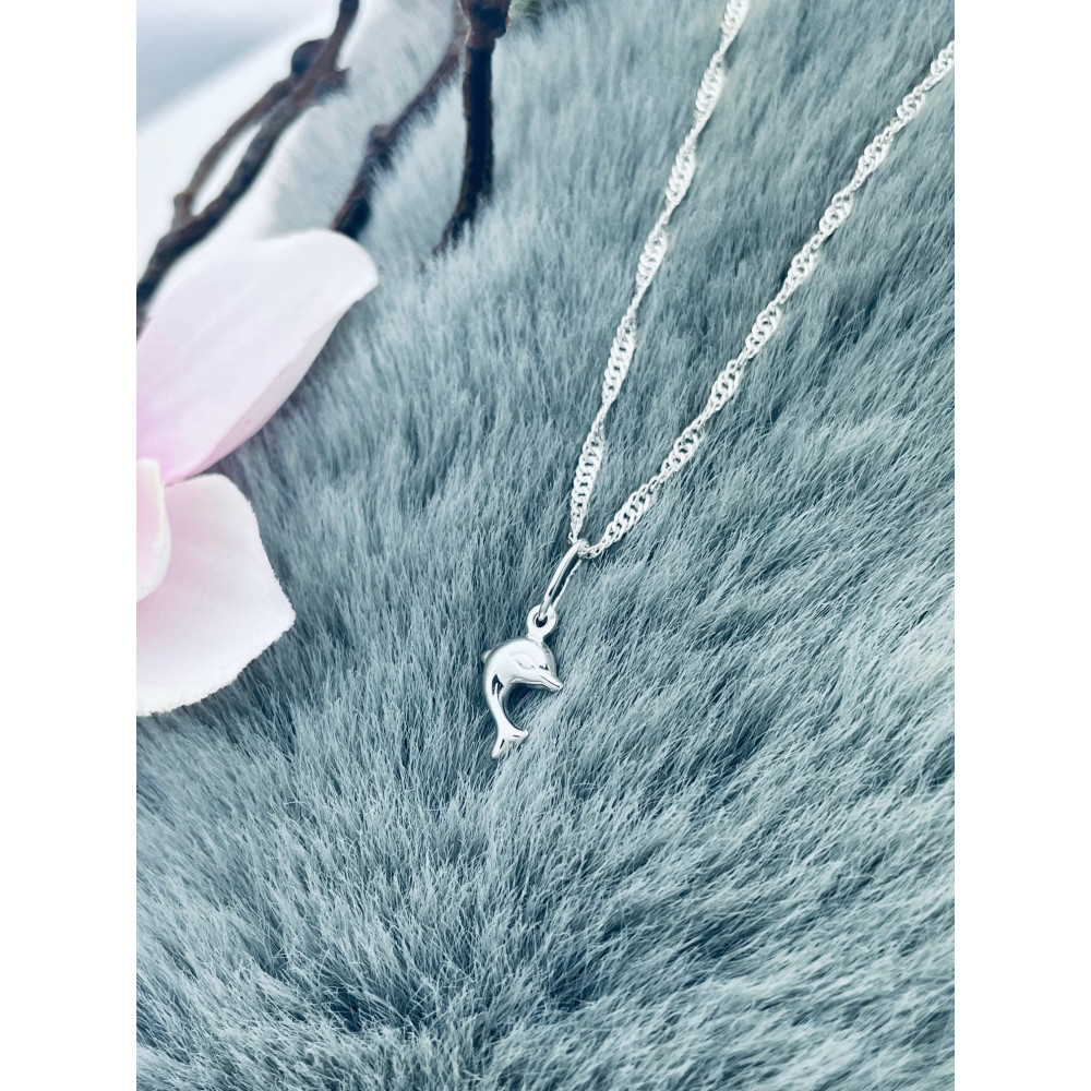 Silber Damen Medaillon Anhänger Delfin