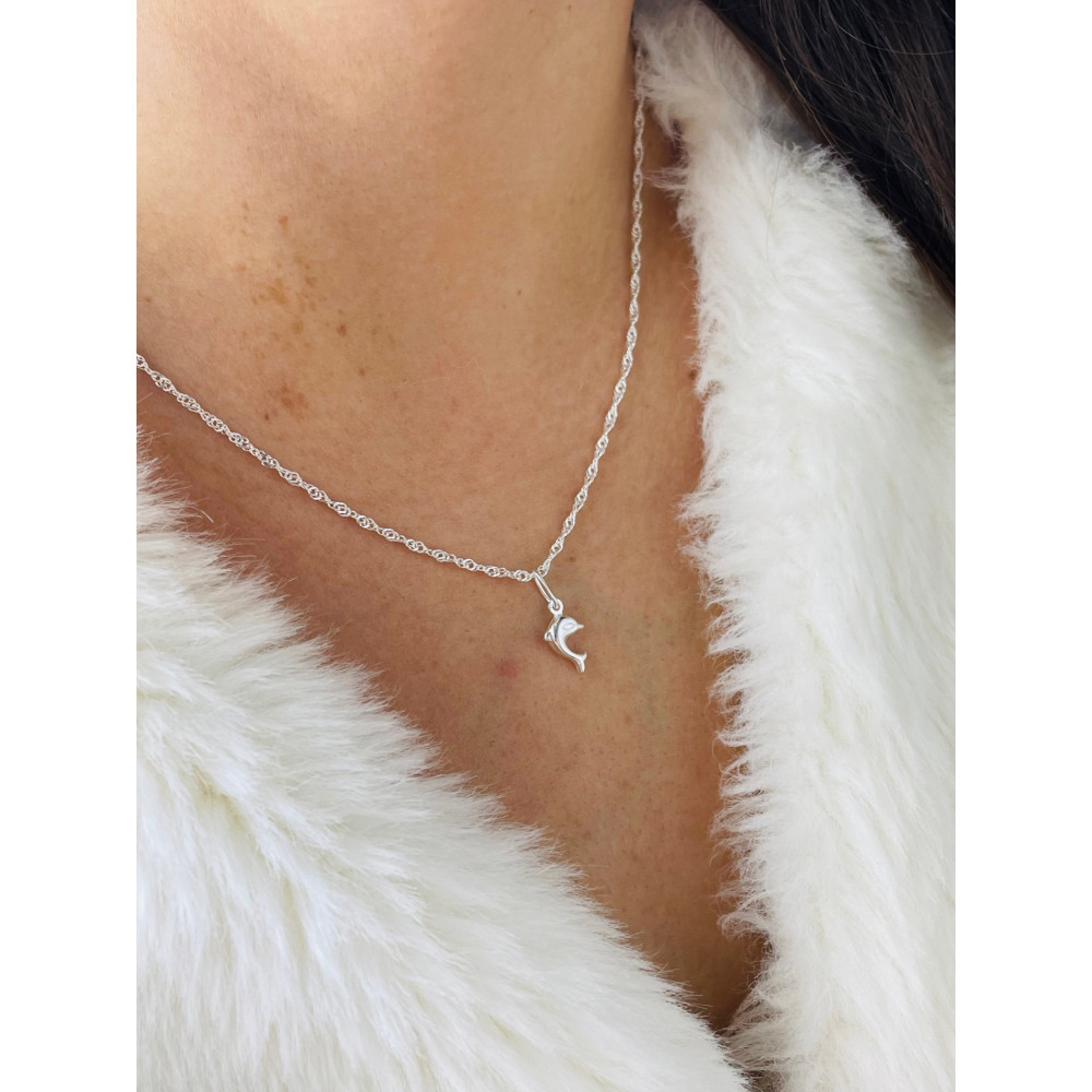 Silber Damen Medaillon Anhänger Delfin