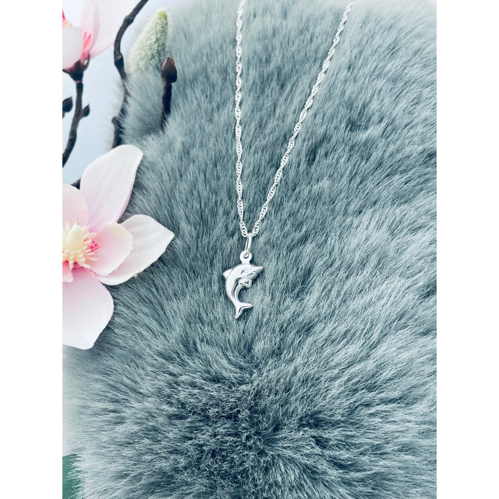 Silber Damen Medaillon Anhänger Delfin