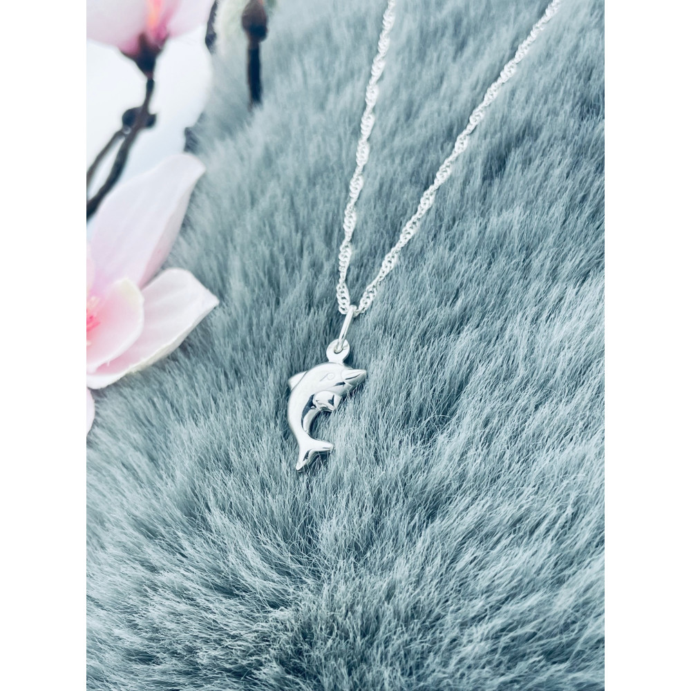 Silber Damen Medaillon Anhänger Delfin