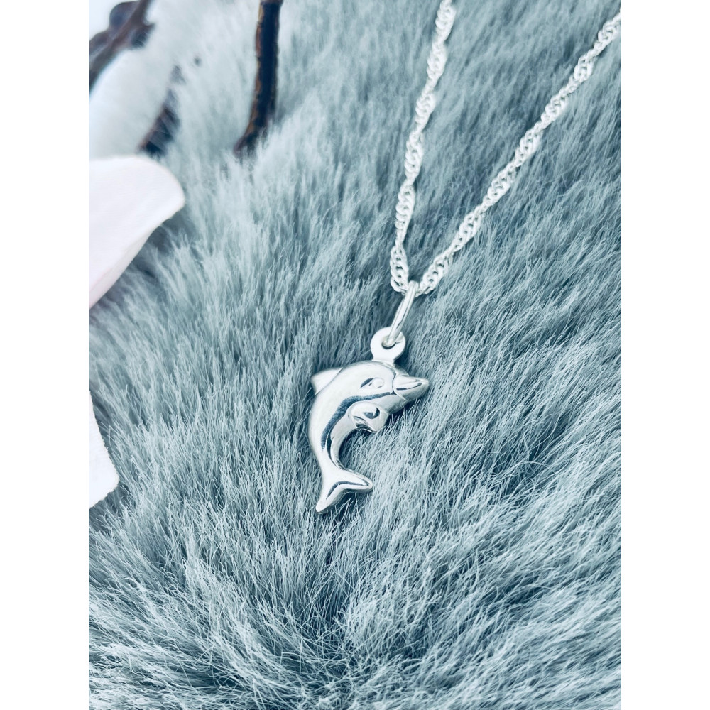 Silber Damen Medaillon Anhänger Delfin