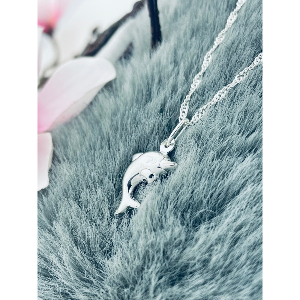 Silber Damen Medaillon Anhänger Delfin