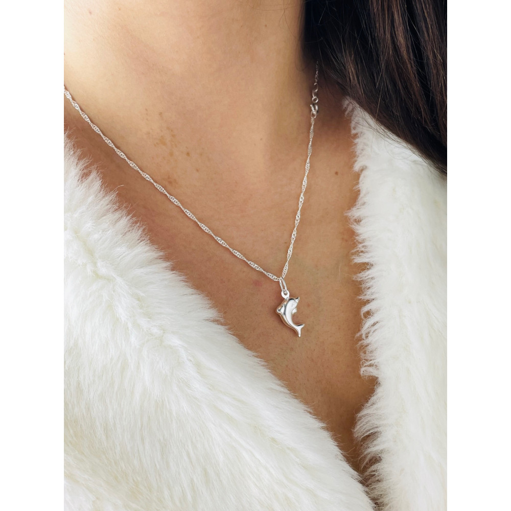 Silber Damen Medaillon Anhänger Delfin