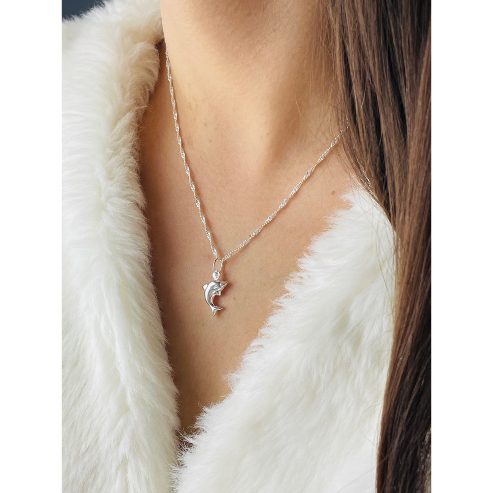 Silber Damen Medaillon Anhänger Delfin