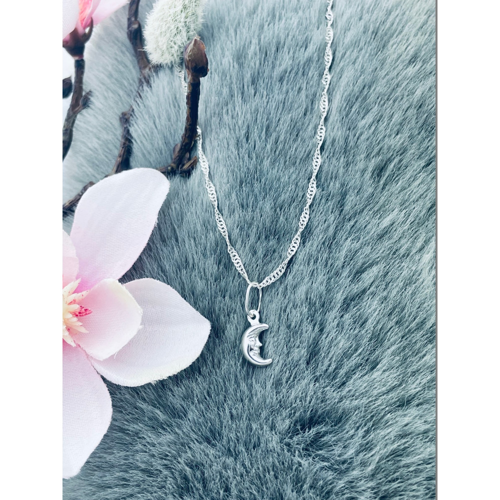 Srebrny wisiorek zawieszka księżyc figurka