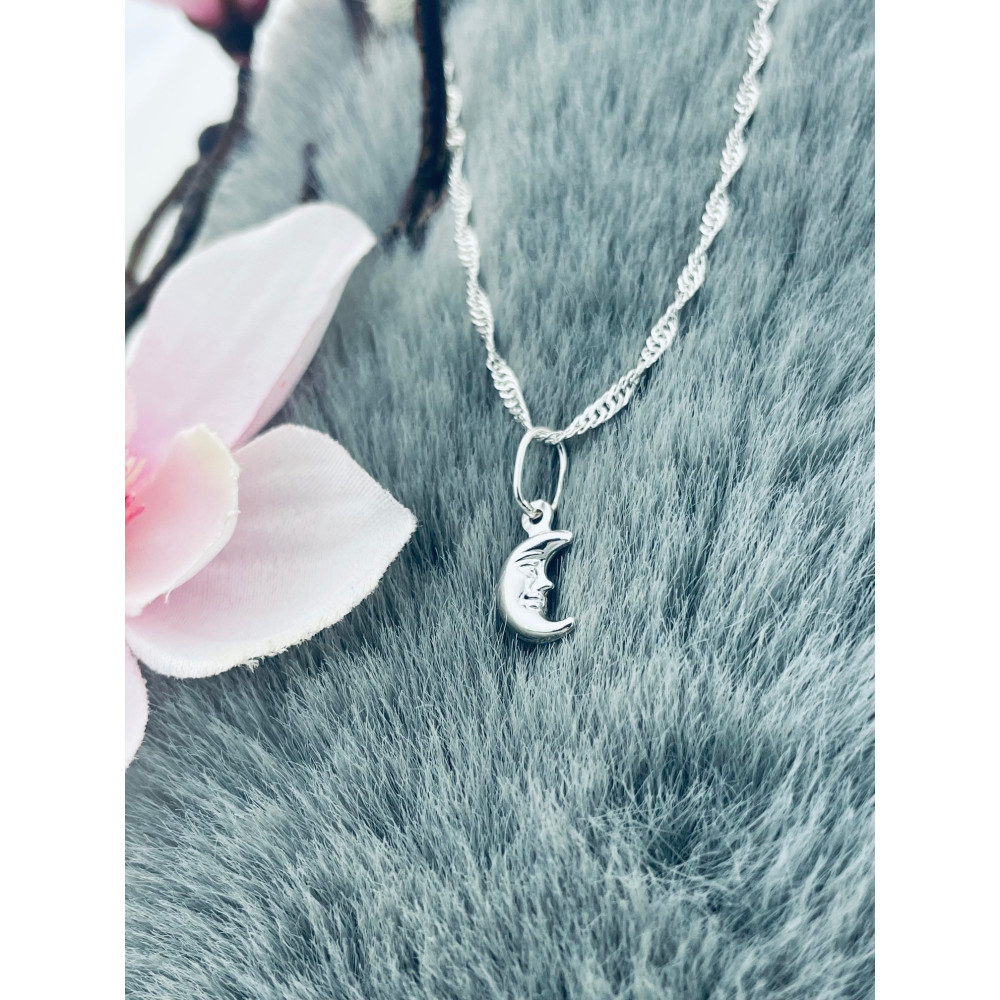 Silber Damen Medaillon Anhänger Mond