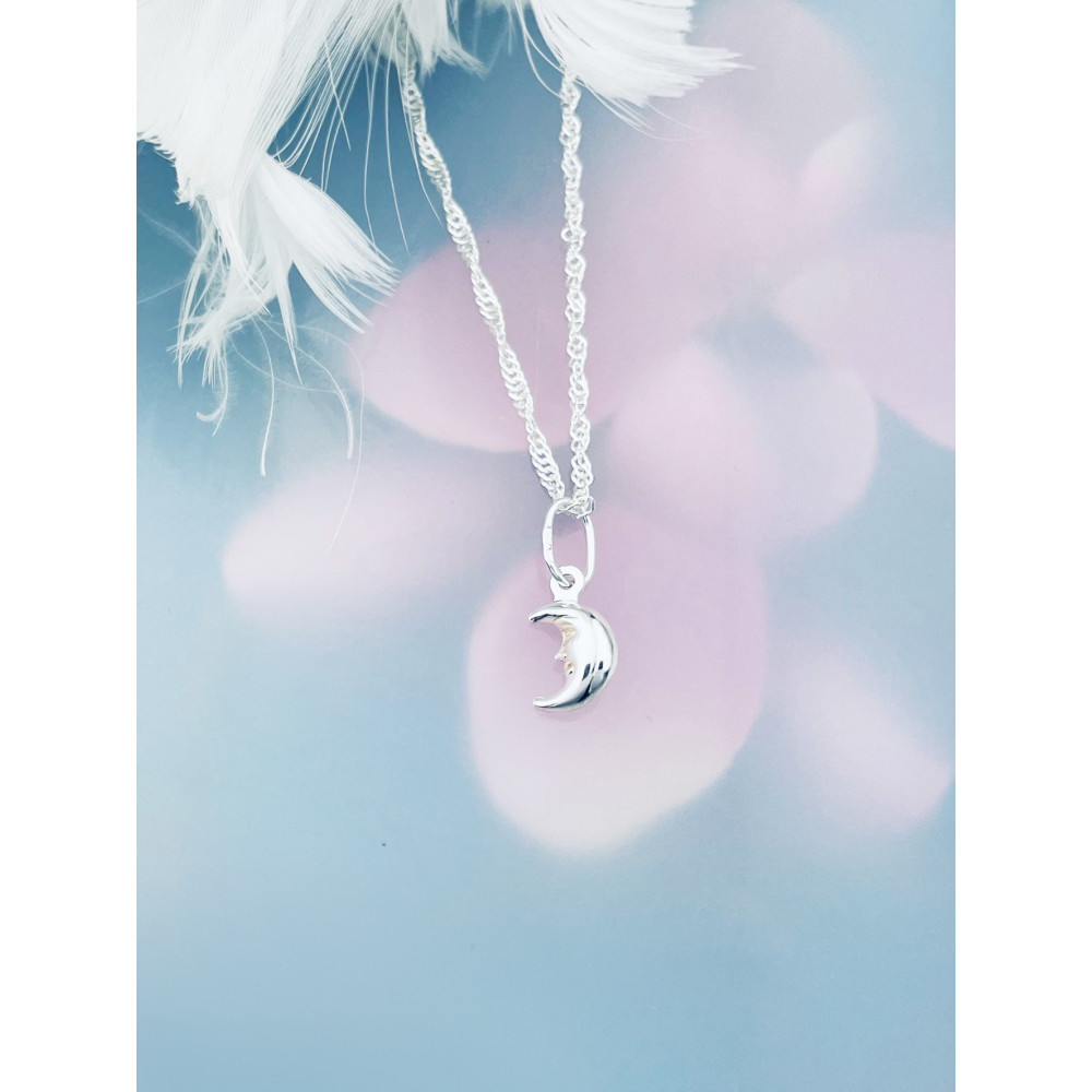 Silber Damen Medaillon Anhänger Mond