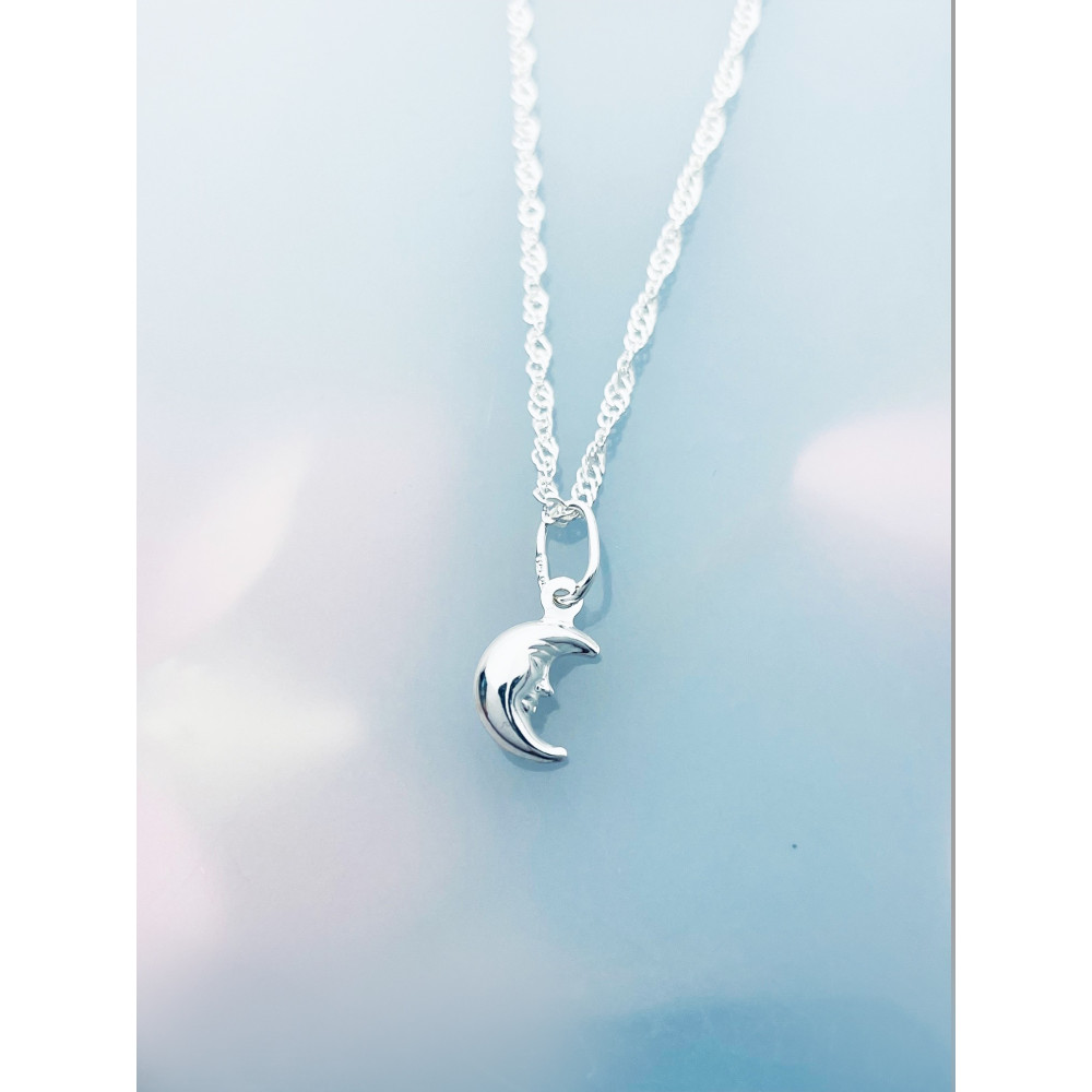 Silber Damen Medaillon Anhänger Mond