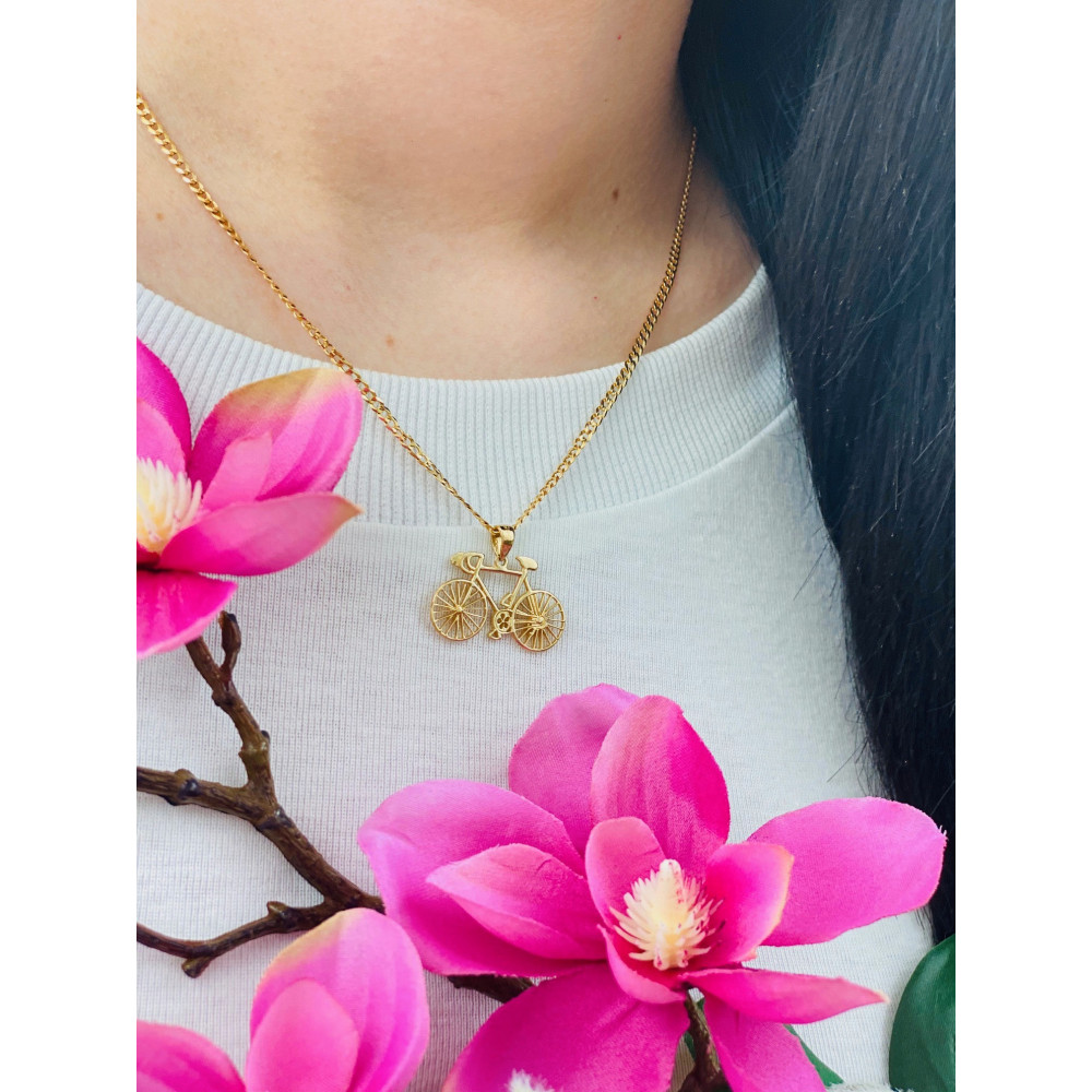 Złota zawieszka wisiorek rower kolarstwo