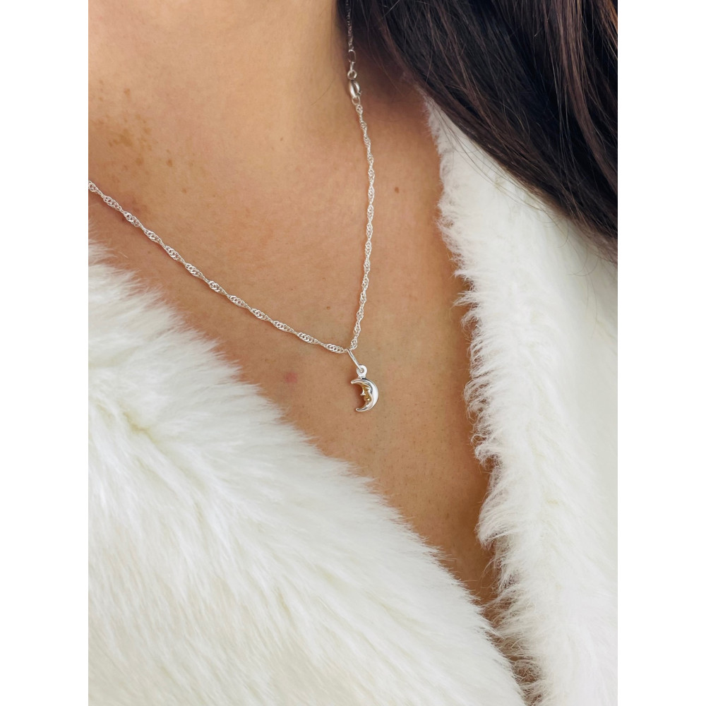 Silber Damen Medaillon Anhänger Mond