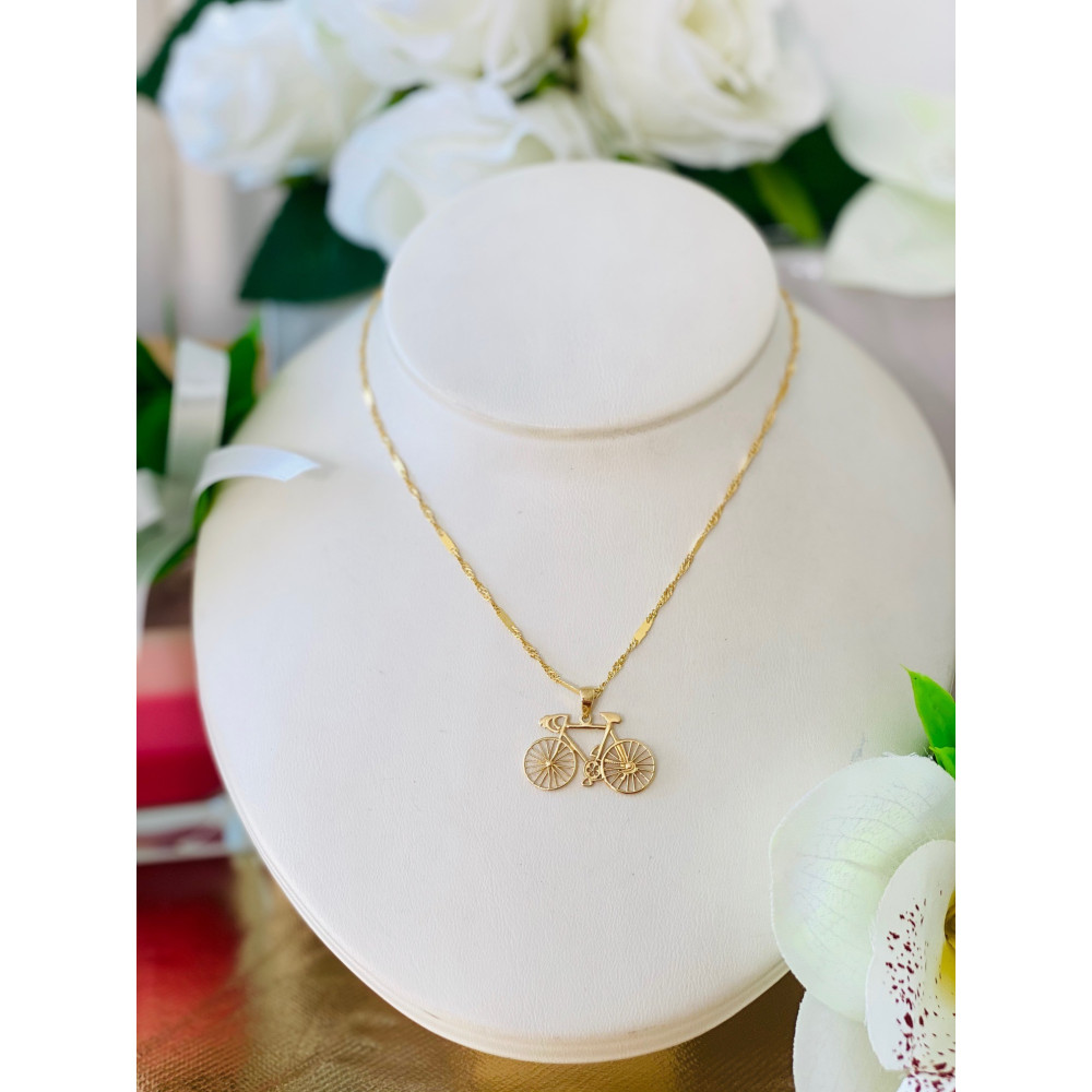 Złota zawieszka wisiorek rower kolarstwo
