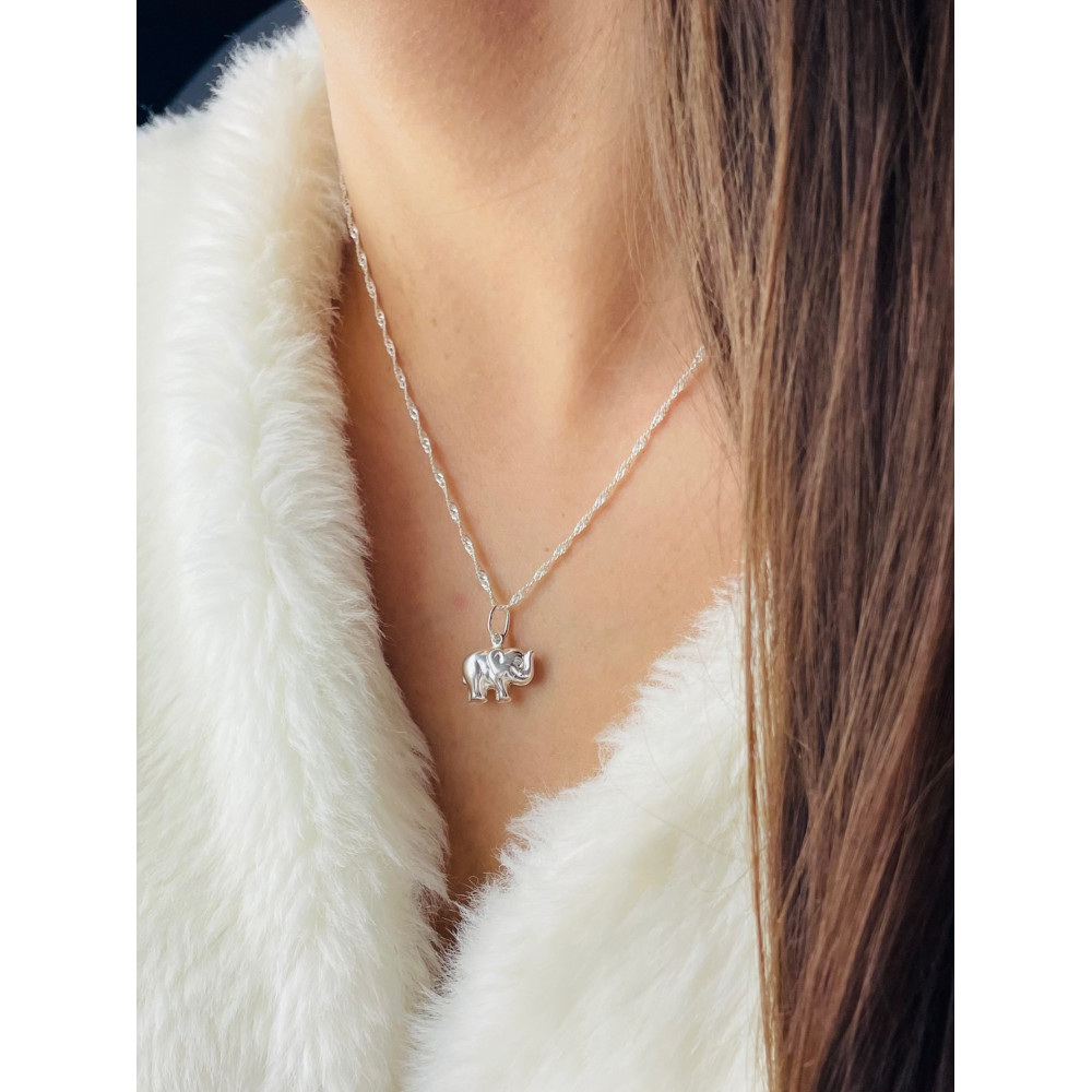 Silber Damen Medaillon Anhänger Elefant