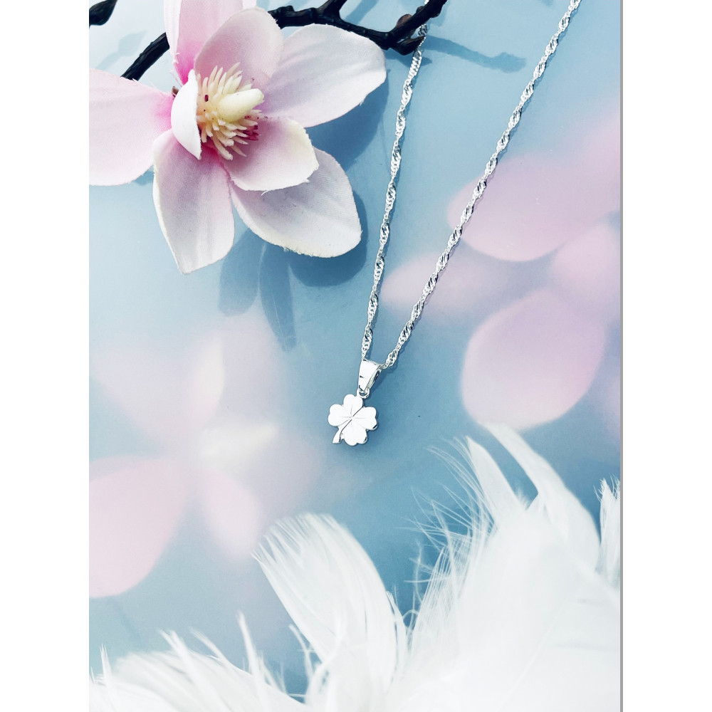 925 Silber Damen Medaillon Anhänger vierblättriges Kleeblatt