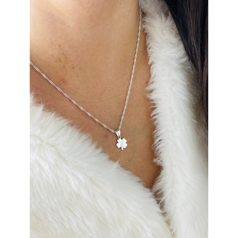 925 Silber Damen Medaillon Anhänger vierblättriges Kleeblatt