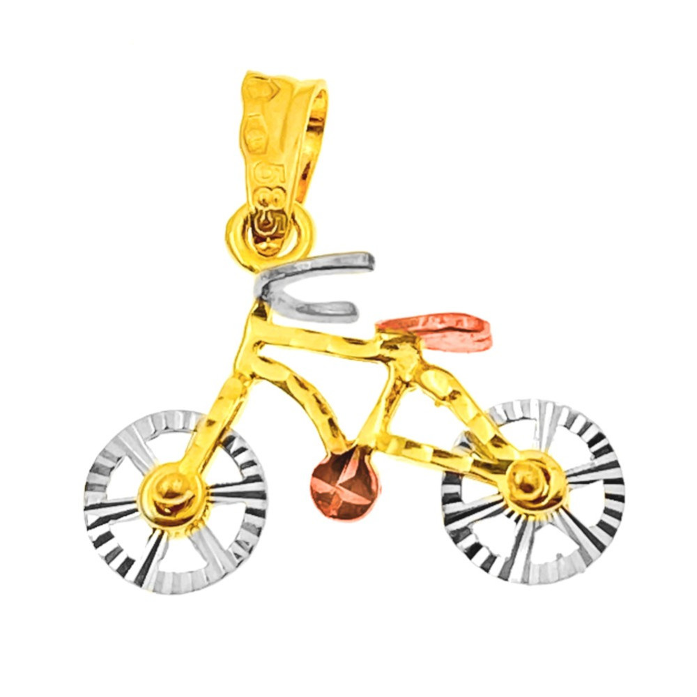 Złota zawieszka wisiorek rower dwukolorowy