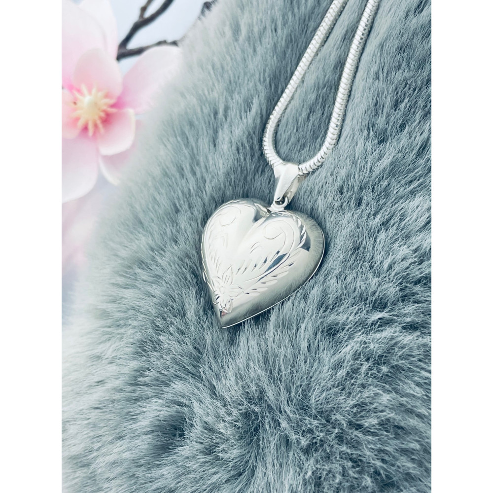 925 Silber Damen Medaillon Anhänger Herz Amulett Talisman