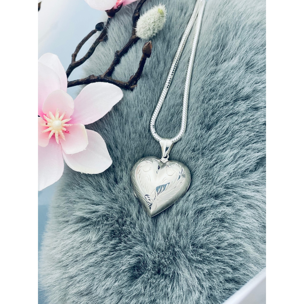 925 Silber Damen Medaillon Anhänger Herz Amulett Talisman