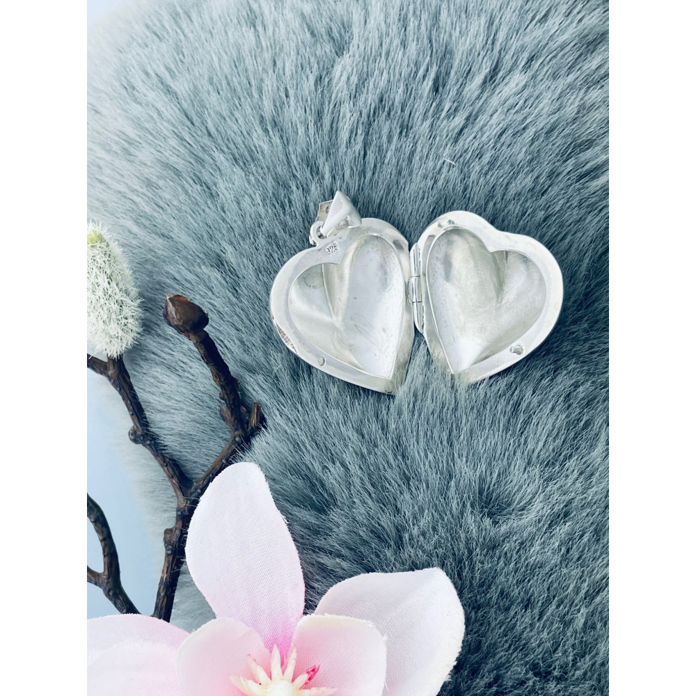 925 Silber Damen Medaillon Anhänger Herz Amulett Talisman