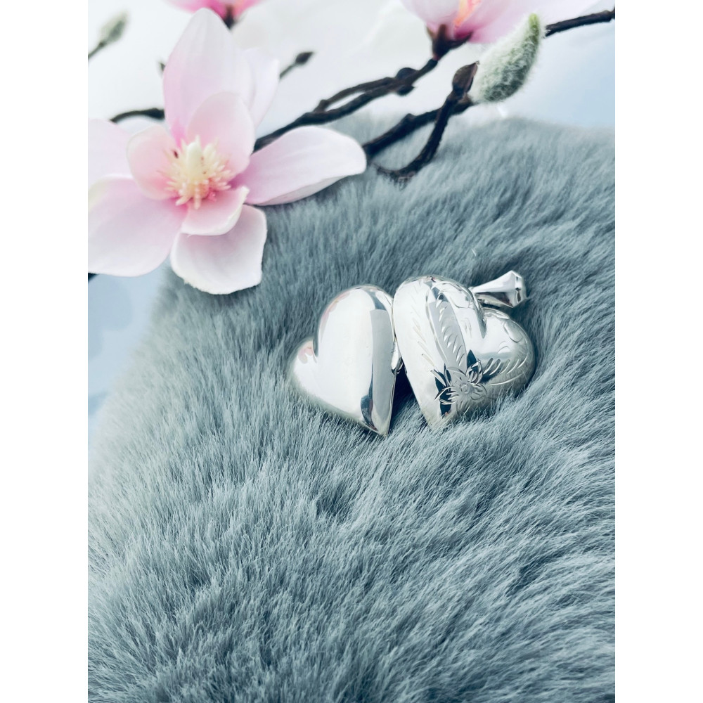 925 Silber Damen Medaillon Anhänger Herz Amulett Talisman