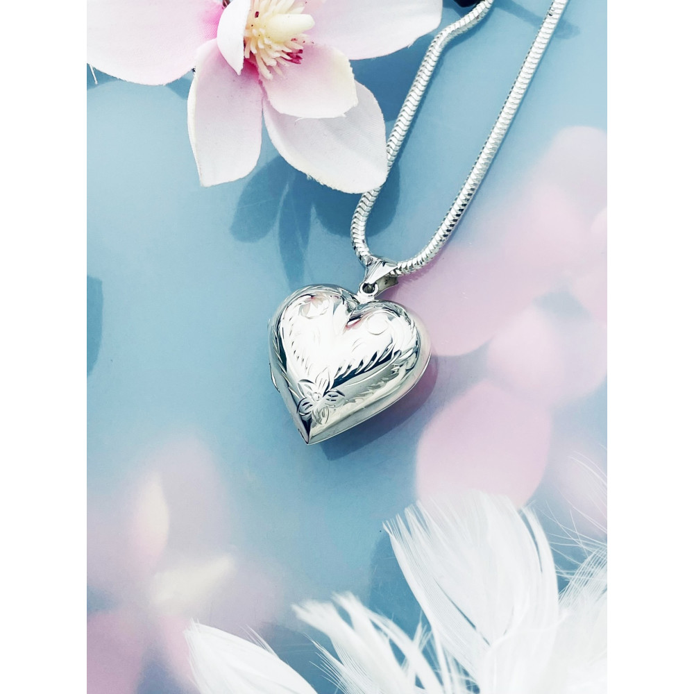 925 Silber Damen Medaillon Anhänger Herz Amulett Talisman