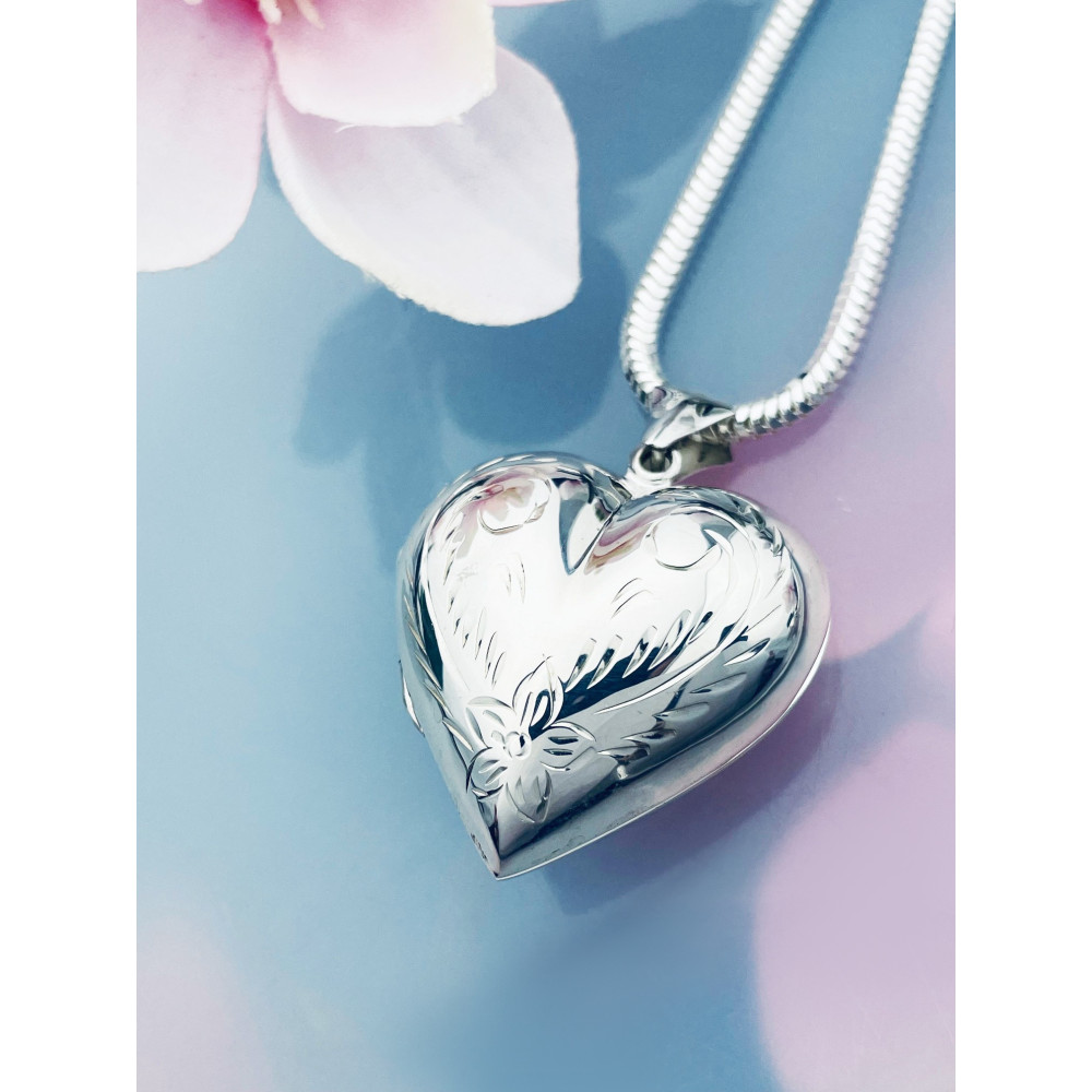 925 Silber Damen Medaillon Anhänger Herz Amulett Talisman