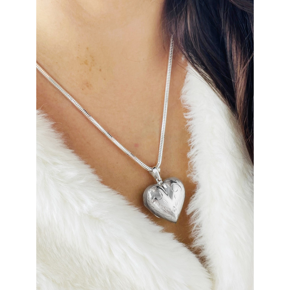 925 Silber Damen Medaillon Anhänger Herz Amulett Talisman