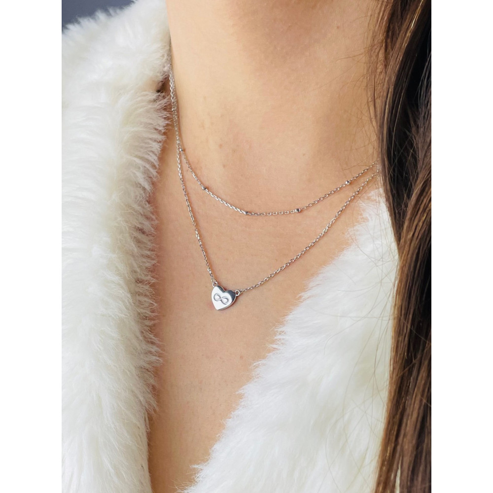 Infinity Herz 925 Silber Halskette Halsband Damen Kinder