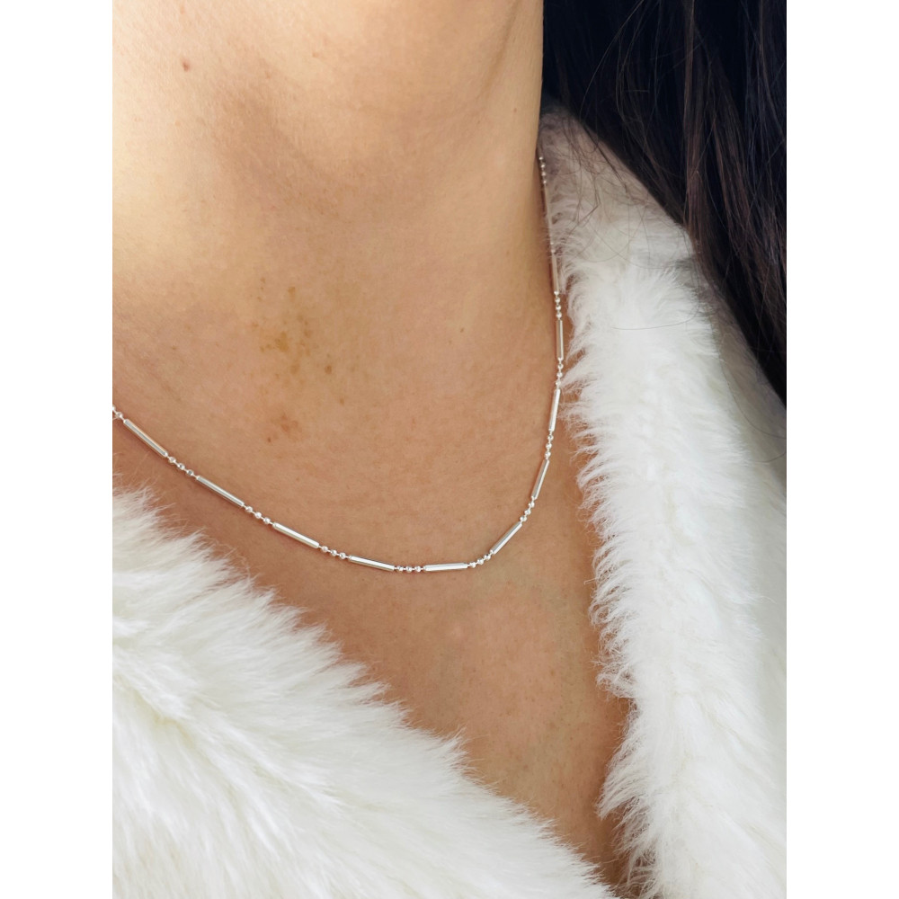 925 Silber Halskette Collier Kugelkette Figaro-kette