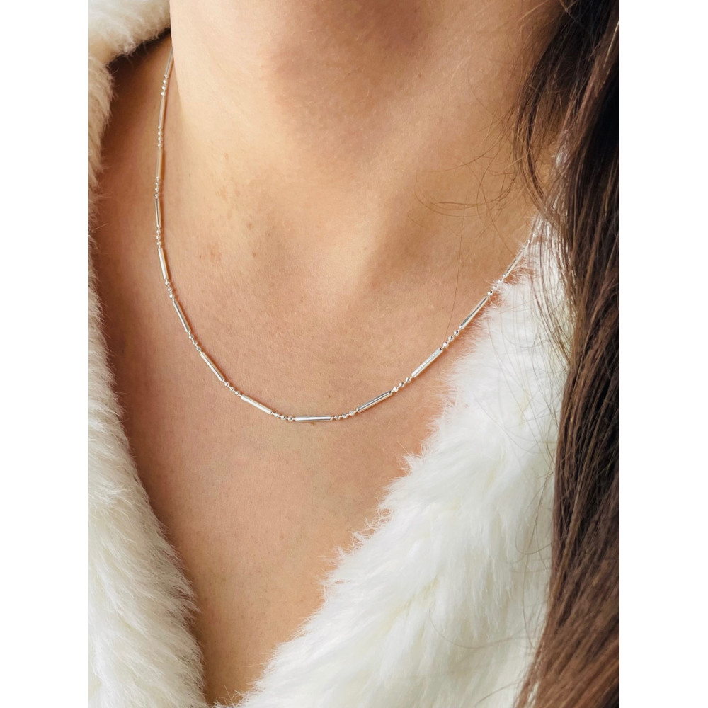 925 Silber Halskette Collier Kugelkette Figaro-kette