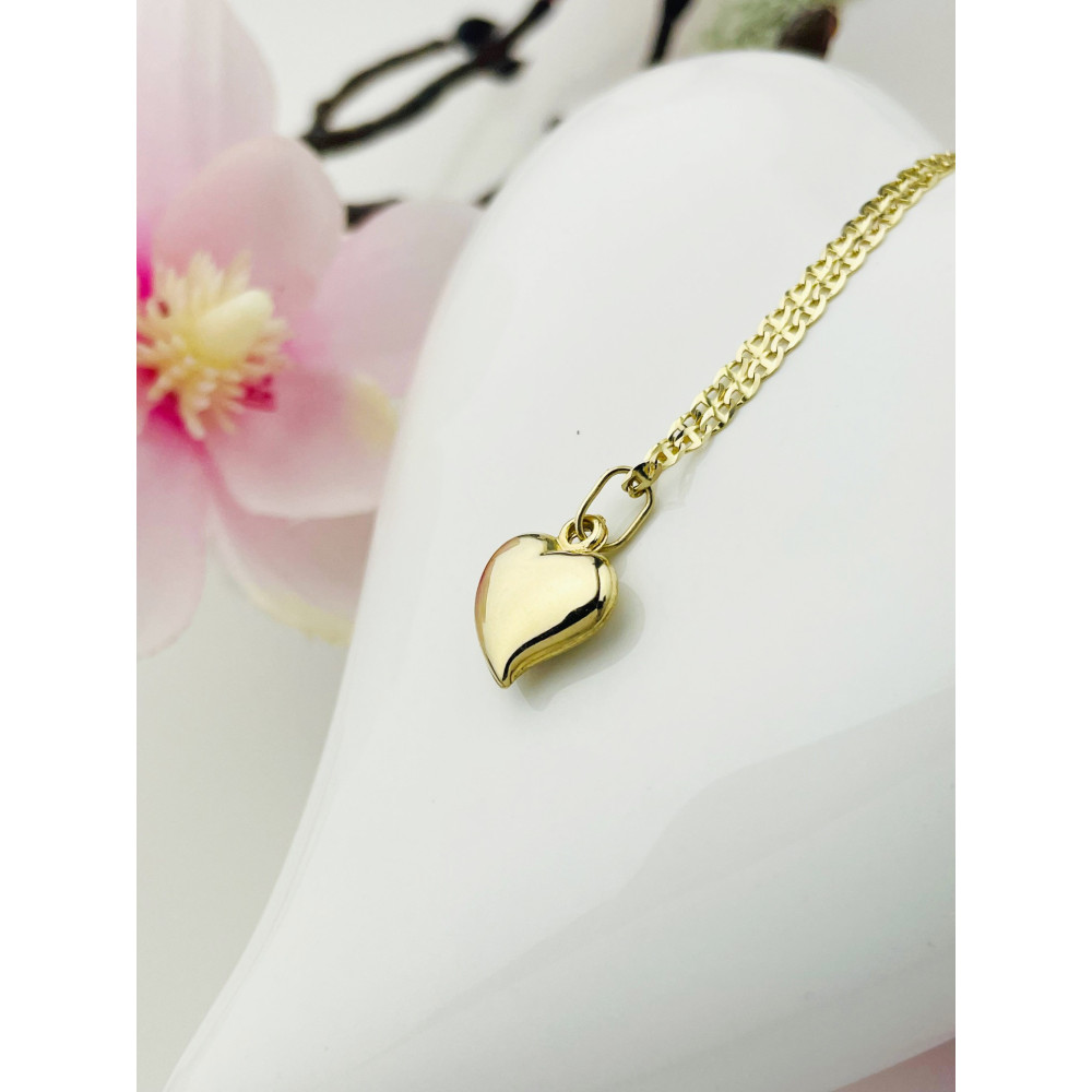 Złoty wisiorek zawieszka serce frezowane figurka