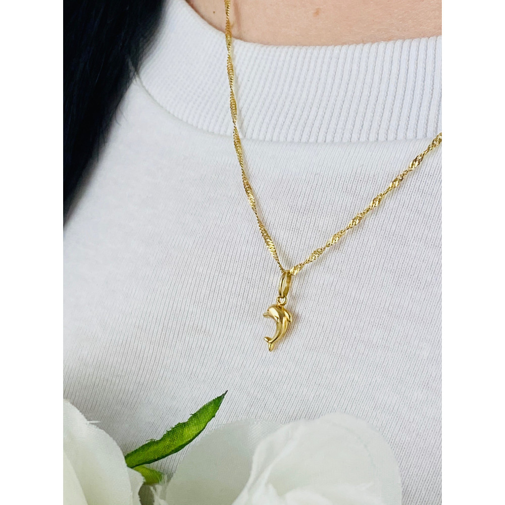 Złota zawieszka wisiorek delfin