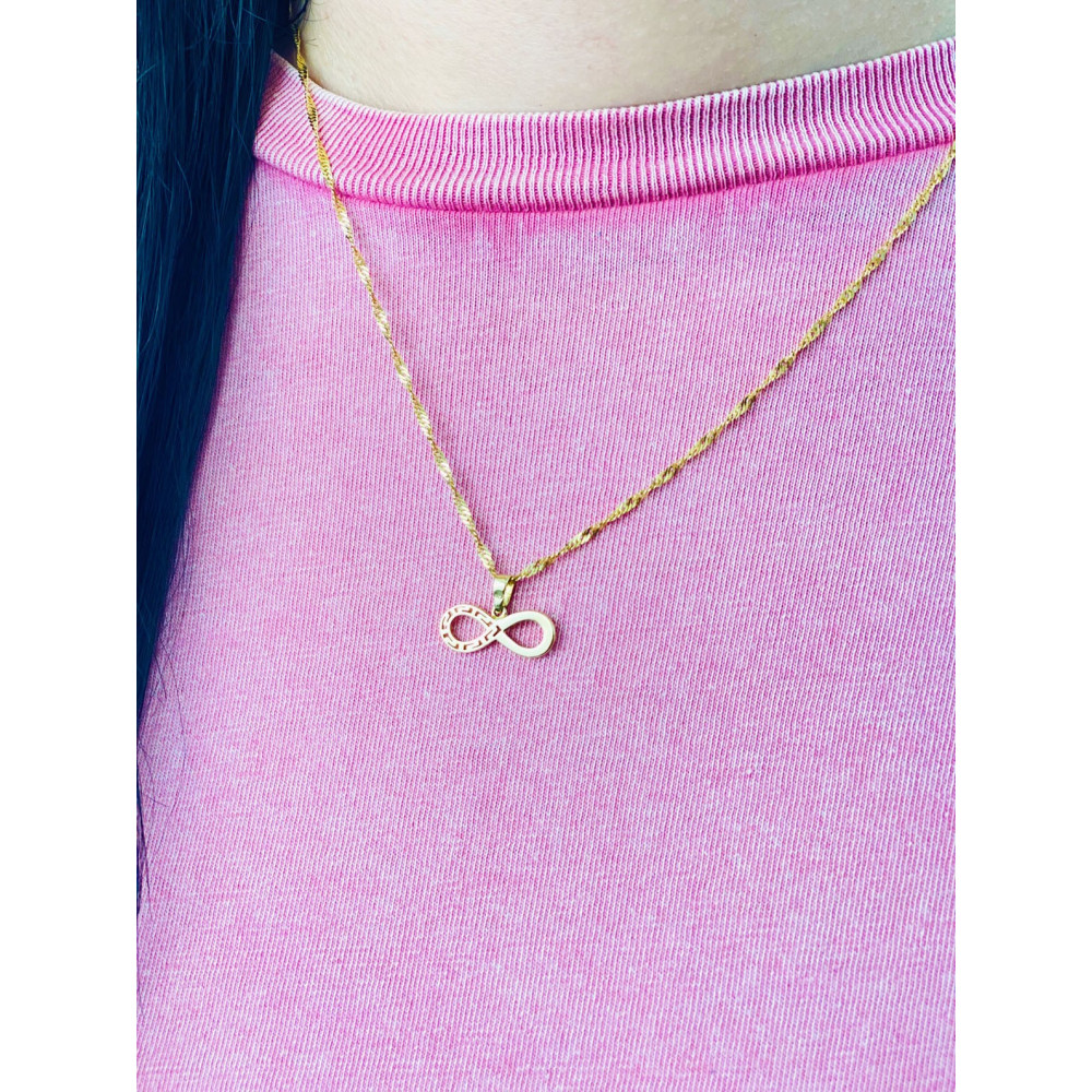 Złota zawieszka wisiorek nieskończoność infinity meander grecka droga