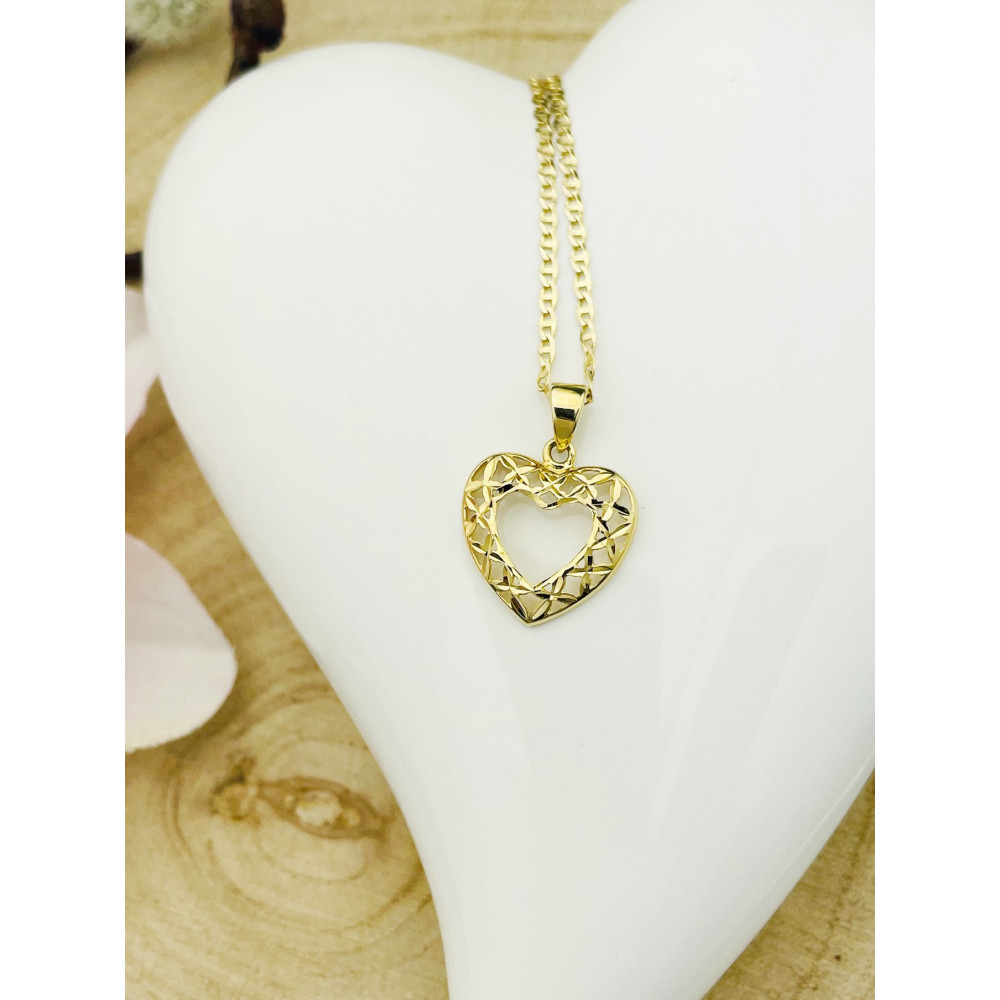 Złoty wisiorek zawieszka serce serduszko ażurowe vintage