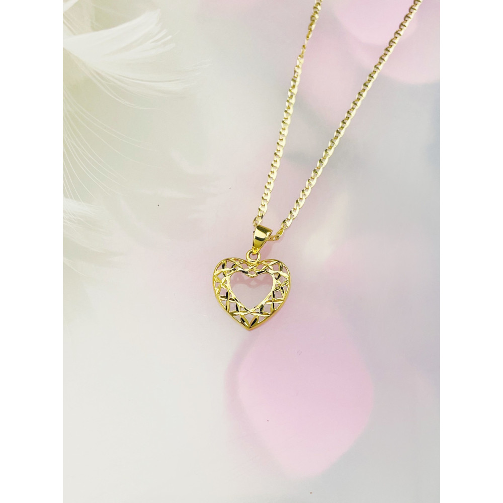 Złoty wisiorek zawieszka serce serduszko ażurowe vintage