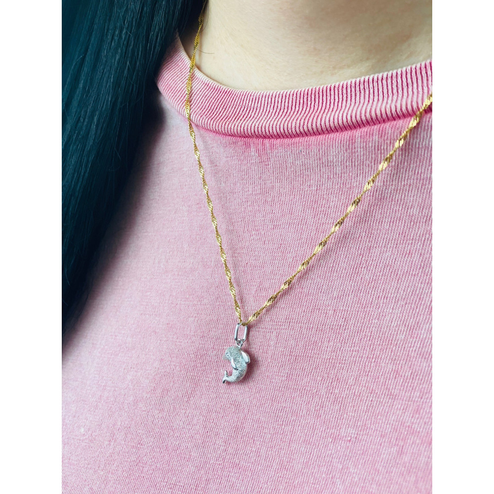 Złoty wisiorek zawieszka delfin