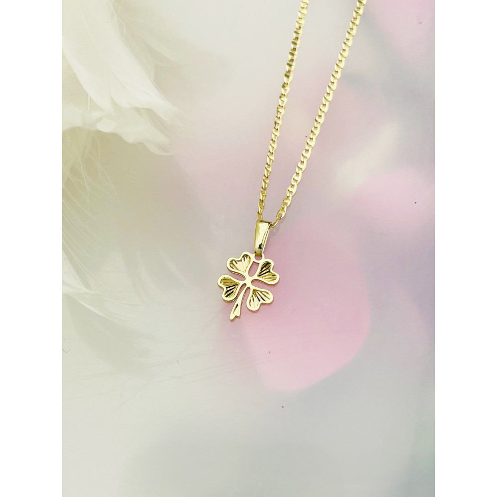 Złoty wisiorek zawieszka koniczynka serce