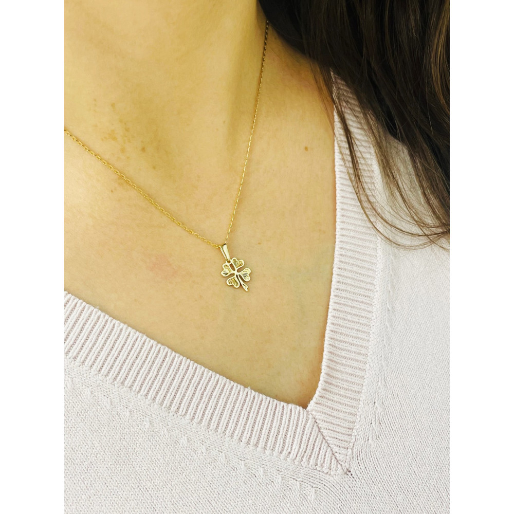 Anhänger Kettenanhänger Gelbgold Goldanhänger Herz  vierblättriges Kleeblatt 585er 14KT