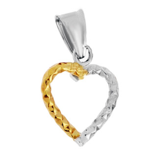 Złota zawieszka wisiorek serce dwukolorowe