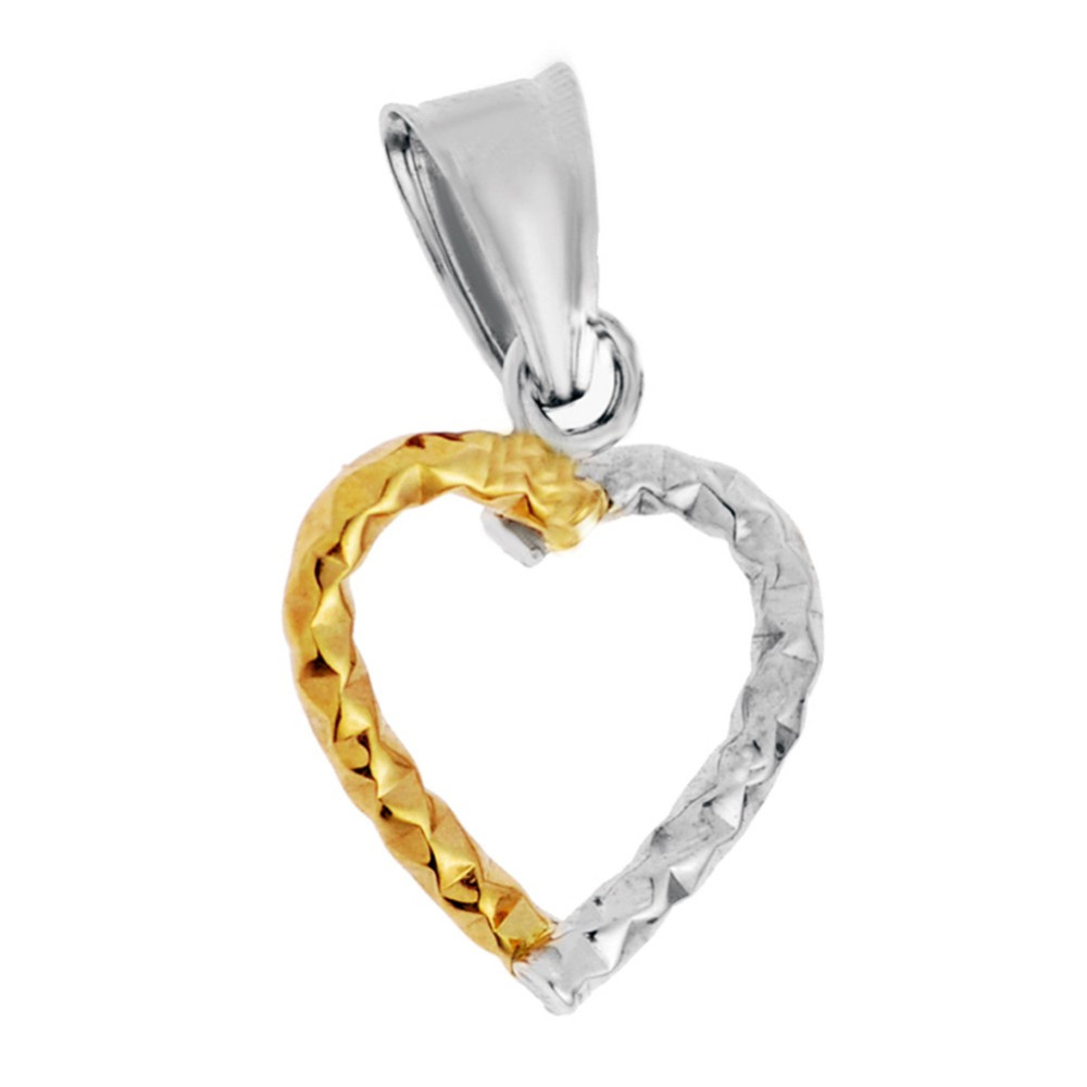 Złota zawieszka wisiorek serce dwukolorowe