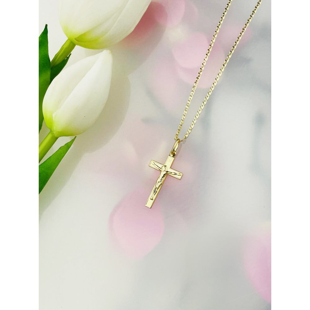 Goldanhänger Kettenanhänger Gold Anhänger Kreuz mit Jesus Goldkreuz Erstkommunion Gelbgold 585er 14KT