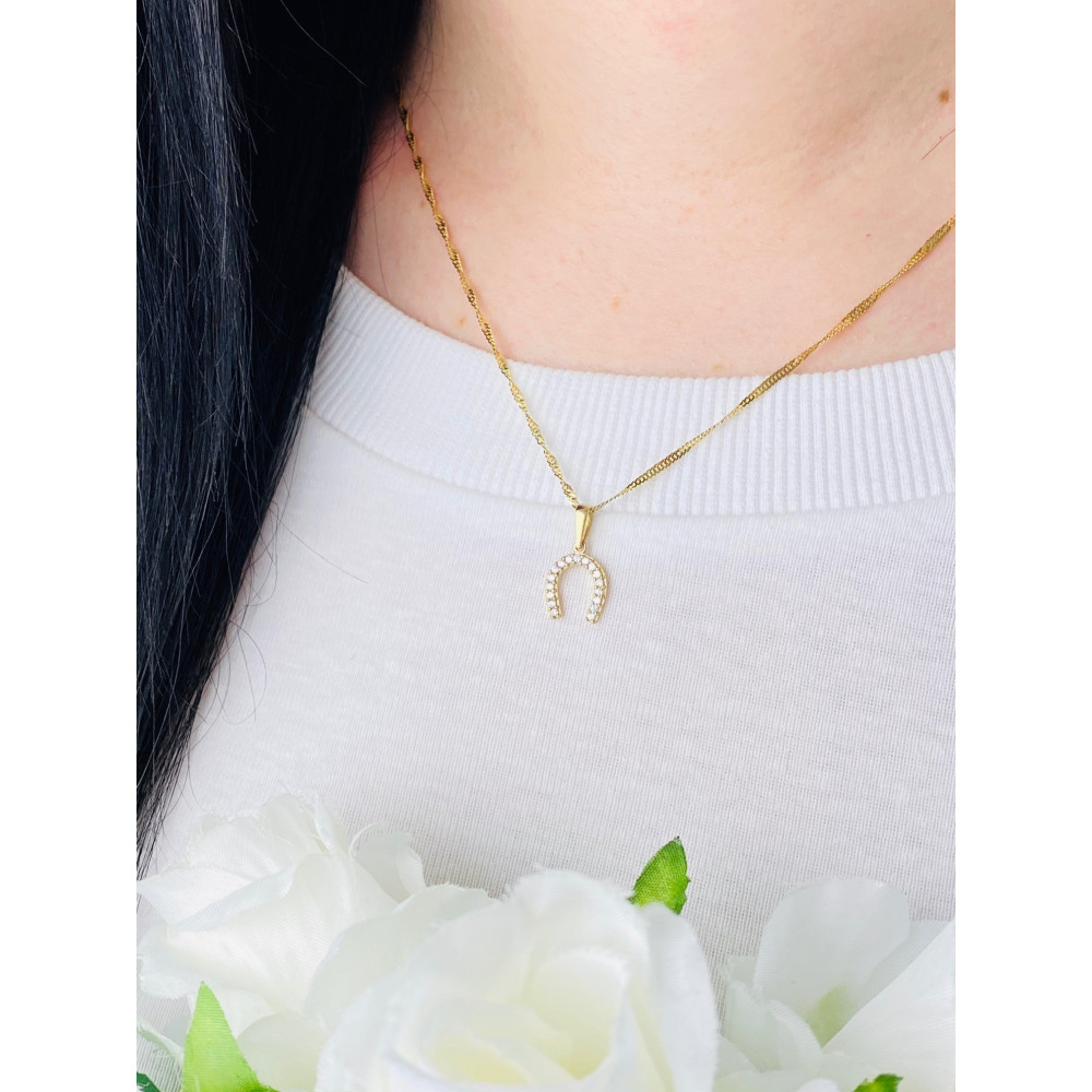 Złota zawieszka wisiorek podkowa