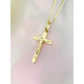 Goldanhänger Kettenanhänger Gold Anhänger Kreuz mit Jesus Goldkreuz Erstkommunion Gelbgold 585er 14KT