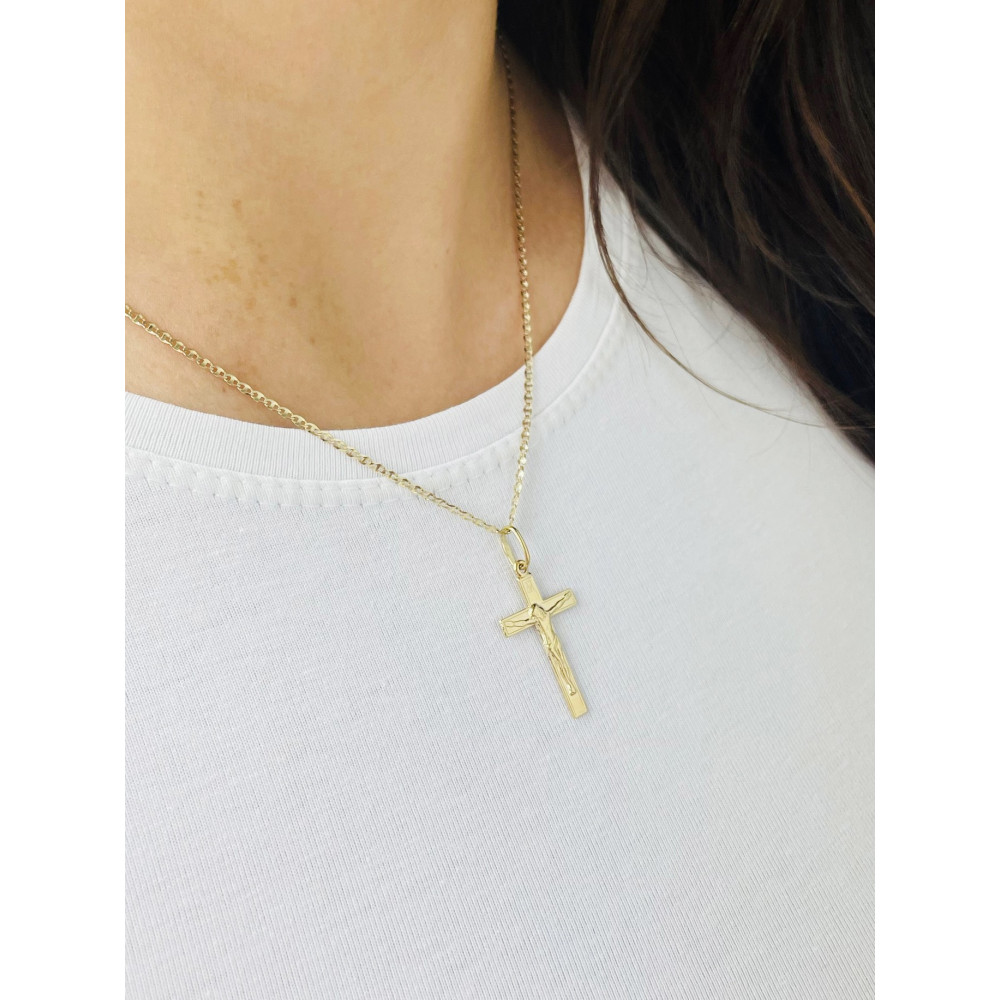 Goldanhänger Kettenanhänger Gold Anhänger Kreuz mit Jesus Goldkreuz Erstkommunion Gelbgold 585er 14KT