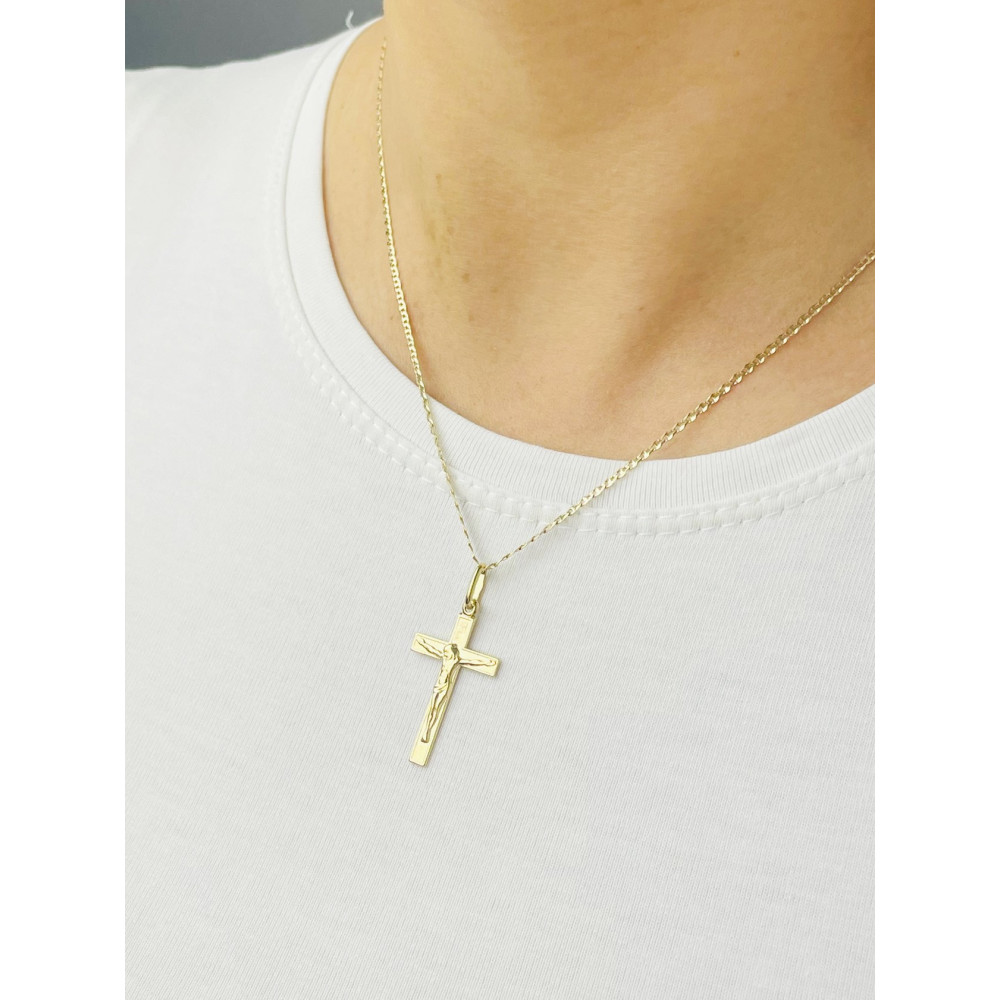 Goldanhänger Kettenanhänger Gold Anhänger Kreuz mit Jesus Goldkreuz Erstkommunion Gelbgold 585er 14KT