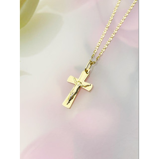 Goldanhänger Kettenanhänger Gold Anhänger Kreuz mit Jesus Goldkreuz Erstkommunion Gelbgold 585er 14KT