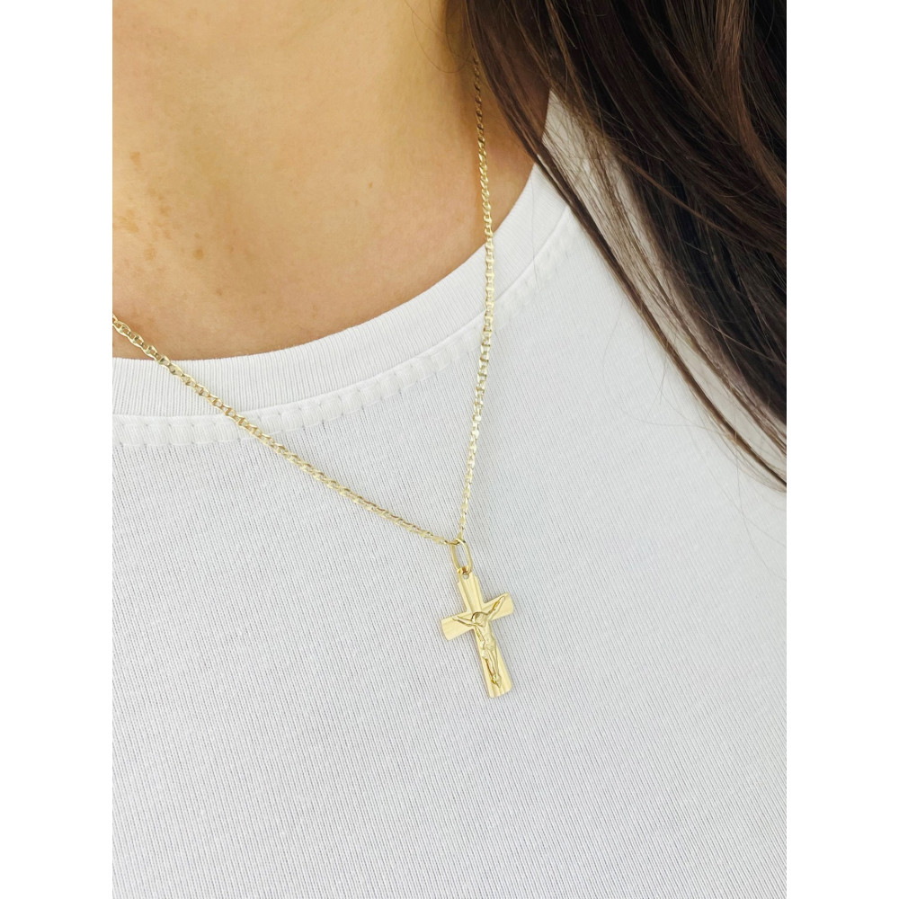 Goldanhänger Kettenanhänger Gold Anhänger Kreuz mit Jesus Goldkreuz Erstkommunion Gelbgold 585er 14KT