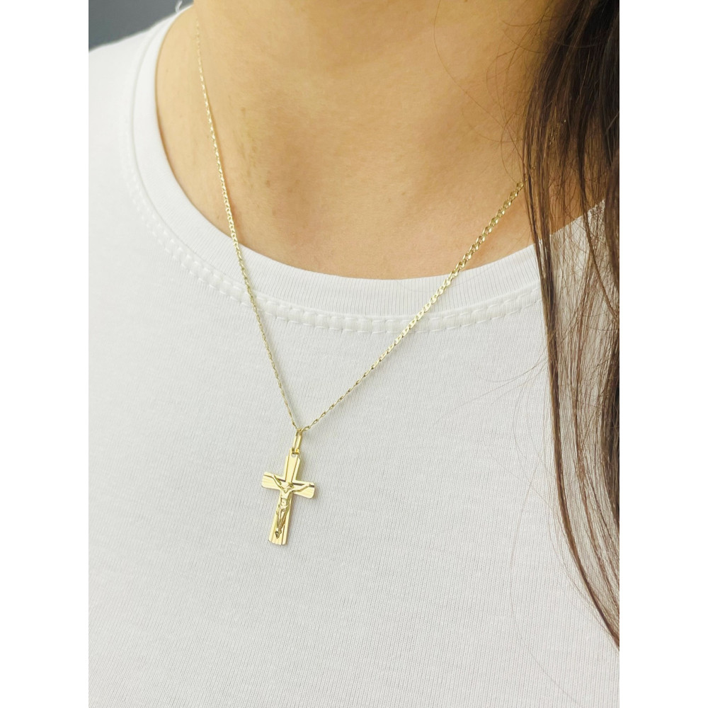 Goldanhänger Kettenanhänger Gold Anhänger Kreuz mit Jesus Goldkreuz Erstkommunion Gelbgold 585er 14KT