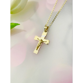 Goldanhänger Kettenanhänger Gold Anhänger Kreuz mit Jesus Goldkreuz Erstkommunion Gelbgold 585er 14KT