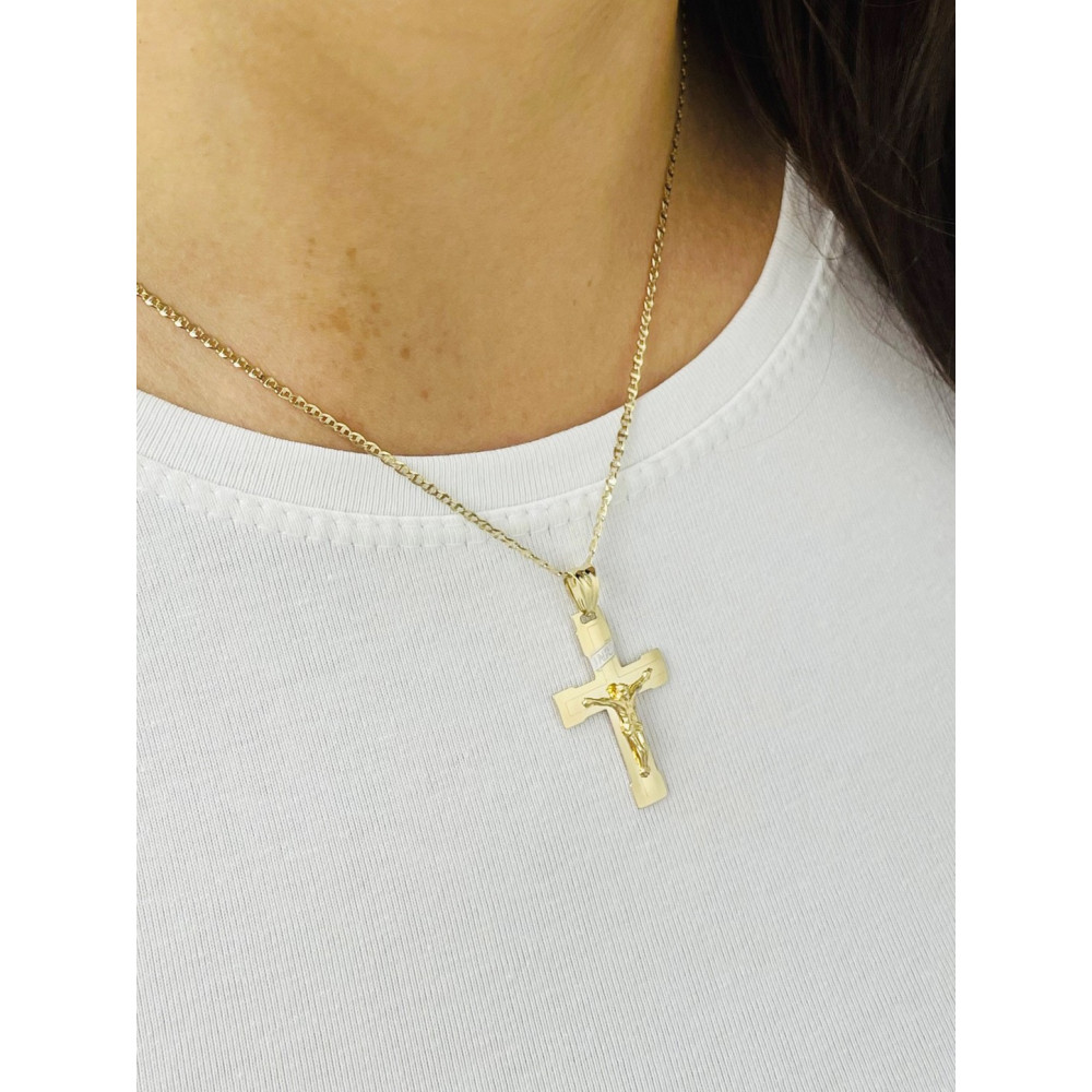 Goldanhänger Kettenanhänger Gold Anhänger Kreuz mit Jesus Goldkreuz Erstkommunion Gelbgold 585er 14KT