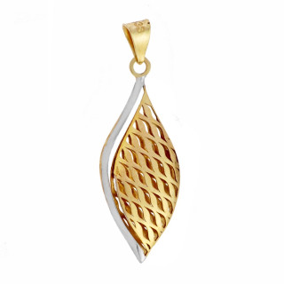 Złota zawieszka wisiorek fantazyjny romb dwukolorowy